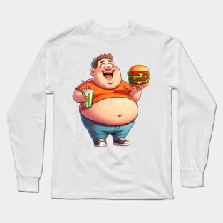 a fat young man eating a burger Long Sleeve T-Shirt
